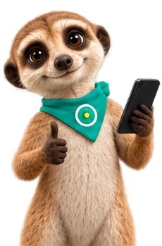 The OAZEE mascot holding a phone and giving a thumbs up